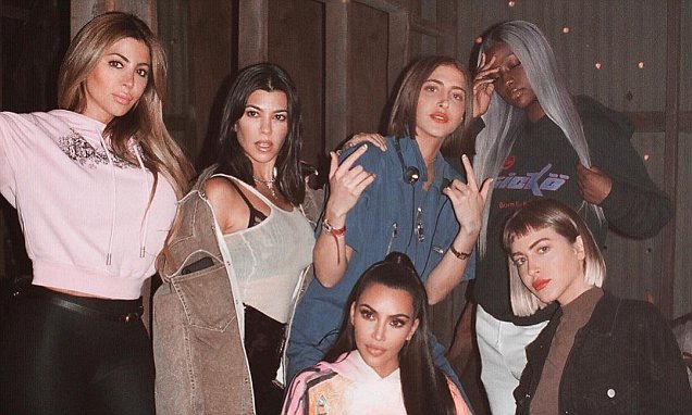 Kim Kardashian poses with gorgeous ‘girl group’ at Kanye West’s party