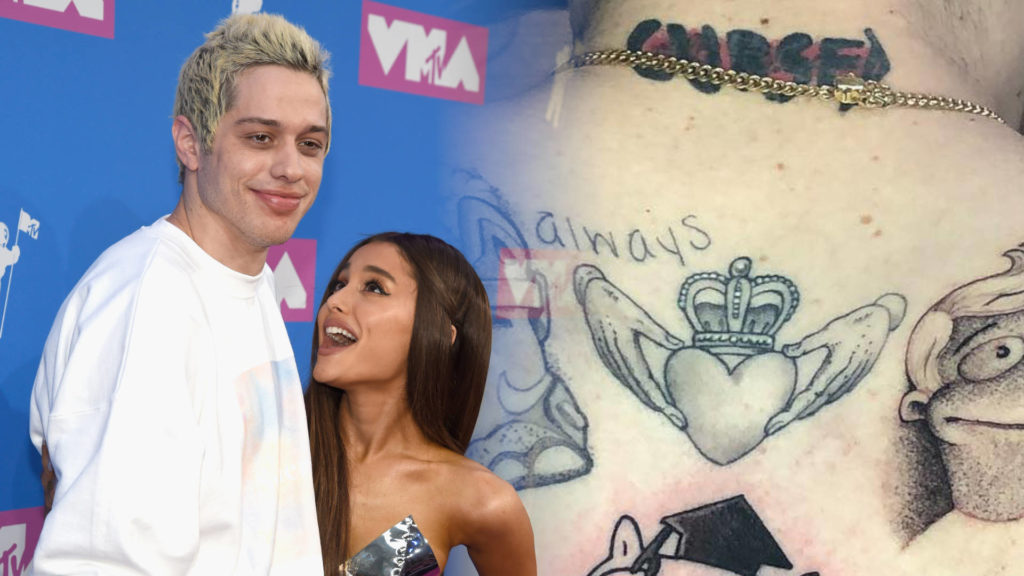 Pete Davidson covers up Ariana Grande Tattoo with the word ‘Cursed’!