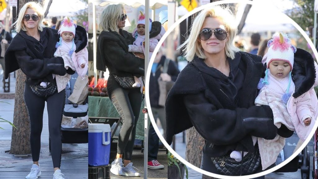 Khloe Kardashian looks cozy in Black as she heads to the Farmer’s Market with her princess True