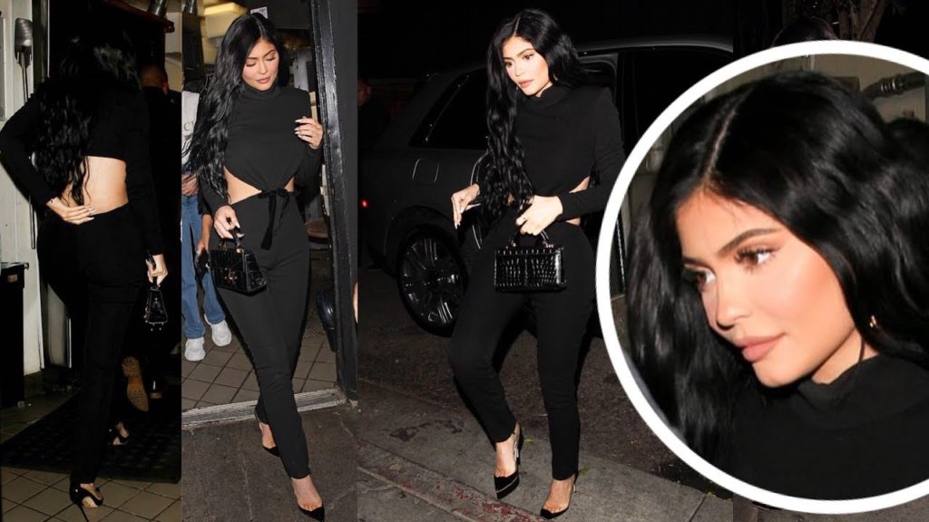 Kylie Jenner in a clingy cut-out jumpsuit during night out in LA