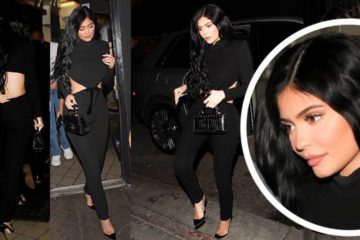 Kylie Jenner in a clingy cut-out jumpsuit during night out in LA