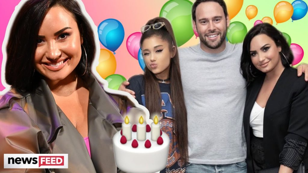 Demi Lovato spends 27th Birthday with Ariana Grande & Scooter Braun!