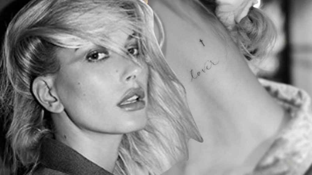 Hailey Bieber gets trolled for New “Lover” neck Tattoo in the same Font as Taylor Swift’s Album!