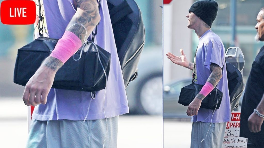 Fans fear for Justin Bieber’s Health after he wanders LA with an IV in his Arm!